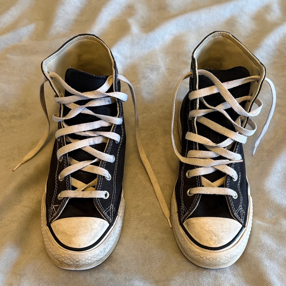 Converse Black High-Tops with White Details